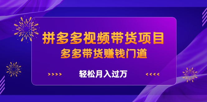 拼多多视频带货项目，多多带货赚钱门道 价值368元-网创社区