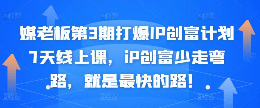 媒老板第3期打爆IP创富计划7天线上课，iP创富少走弯路，就是最快的路！-网创社区