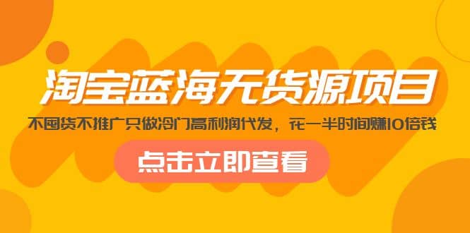 淘宝蓝海无货源项目，不囤货不推广只做冷门高利润代发-网创社区