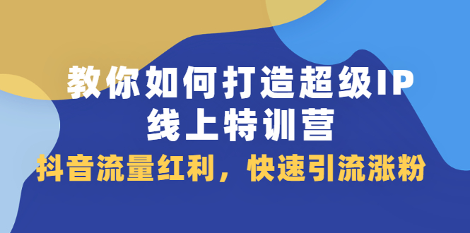 教你如何打造超级IP线上特训营，抖音流量红利新机遇-网创社区