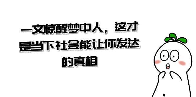 某公众号付费文章《一文 惊醒梦中人，这才是当下社会能让你发达的真相》-网创社区