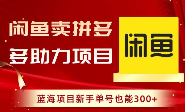闲鱼卖拼多多助力项目，蓝海项目新手单号也能300+-网创社区