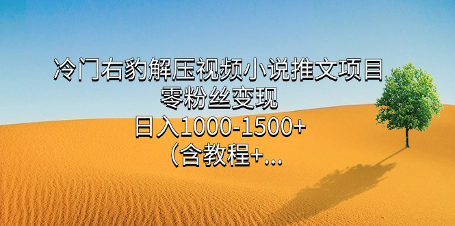 冷门右豹解压视频小说推文项目，零粉丝变现，日入1000-1500+（含教程）-网创社区