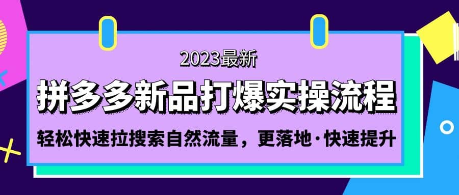 拼多多-新品打爆实操流程：轻松快速拉搜索自然流量，更落地·快速提升-网创社区