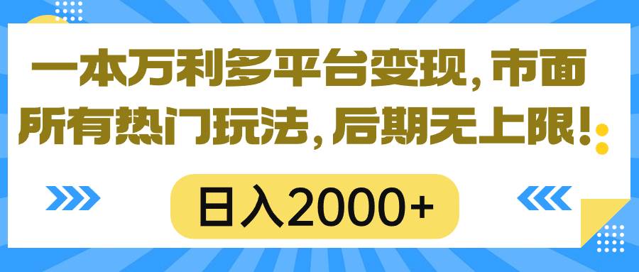 一本万利多平台变现，市面所有热门玩法，日入2000+，后期无上限！-网创社区