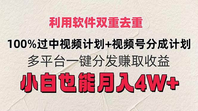 利用软件双重去重，100%过中视频+视频号分成计划小白也可以月入4W+-网创社区