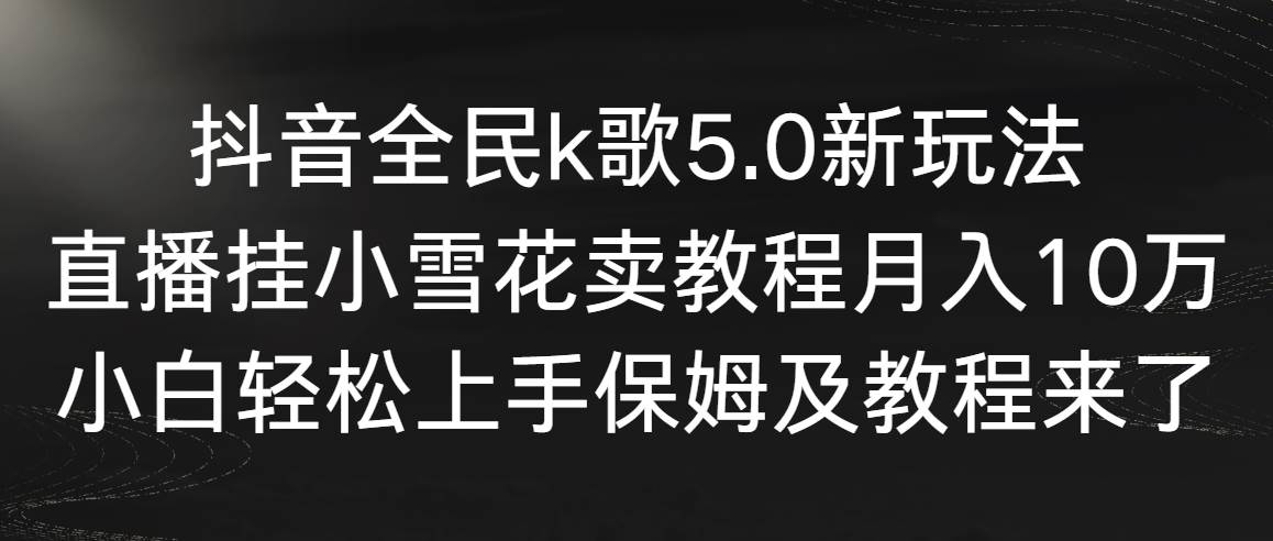 抖音全民k歌5.0新玩法，直播挂小雪花卖教程月入10万，小白轻松上手，保…-网创社区
