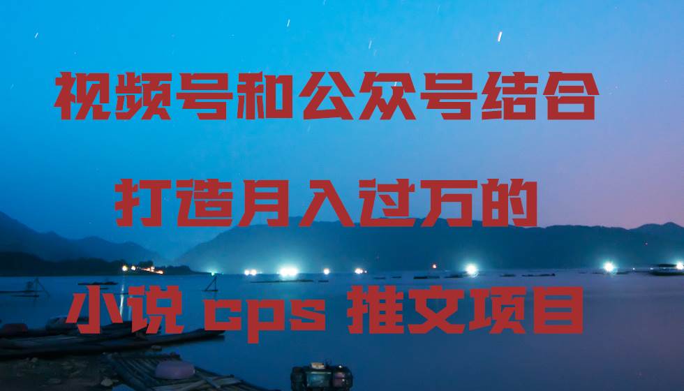 视频号和公众号结合打造月入过万的小说cps推文项目-网创社区