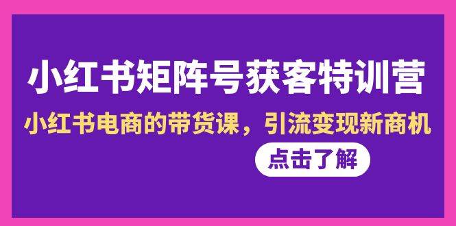 小红书-矩阵号获客特训营-第10期，小红书电商的带货课，引流变现新商机-网创社区