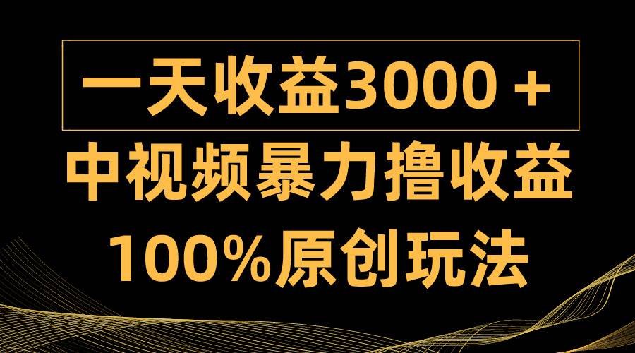 中视频暴力撸收益，日入3000＋，100%原创玩法，小白轻松上手多种变现方式-网创社区
