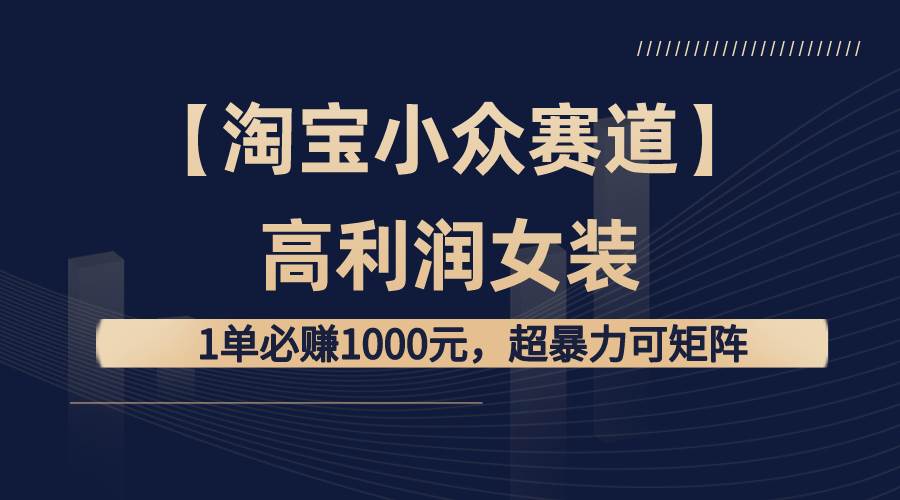 【淘宝小众赛道】高利润女装：1单必赚1000元，超暴力可矩阵-网创社区