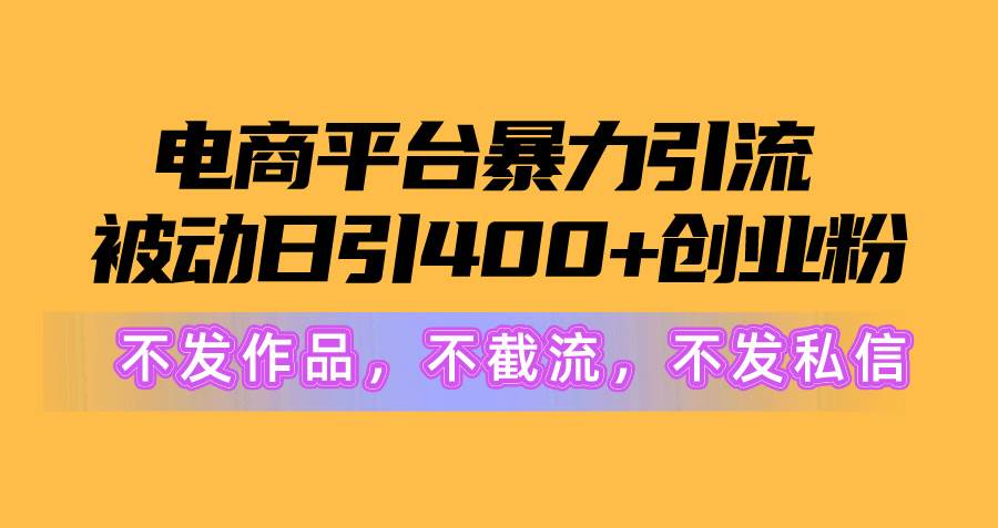 电商平台暴力引流,被动日引400+创业粉不发作品，不截流，不发私信-网创社区