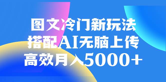 图文冷门新玩法，搭配AI无脑上传，高效月入5000+-网创社区