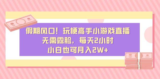 假期风口！玩梗高手小游戏直播，无需露脸，每天2小时，小白也可月入2W+-网创社区