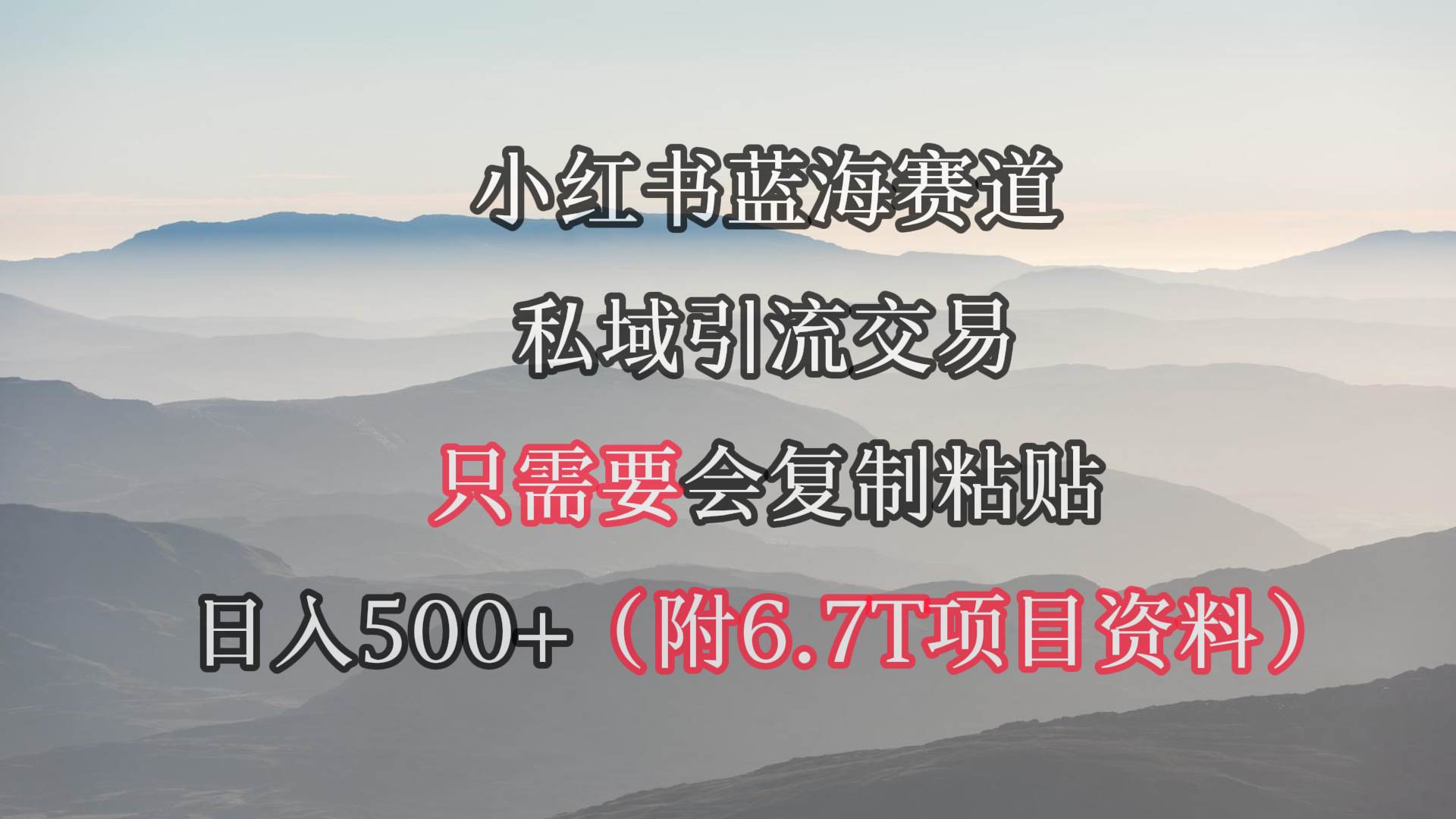 小红书短剧赛道，私域引流交易，会复制粘贴，日入500+（附6.7T短剧资源）-网创社区