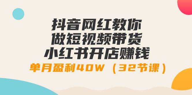 抖音网红教你做短视频带货+小红书开店赚钱，单月盈利40W（32节课）-网创社区