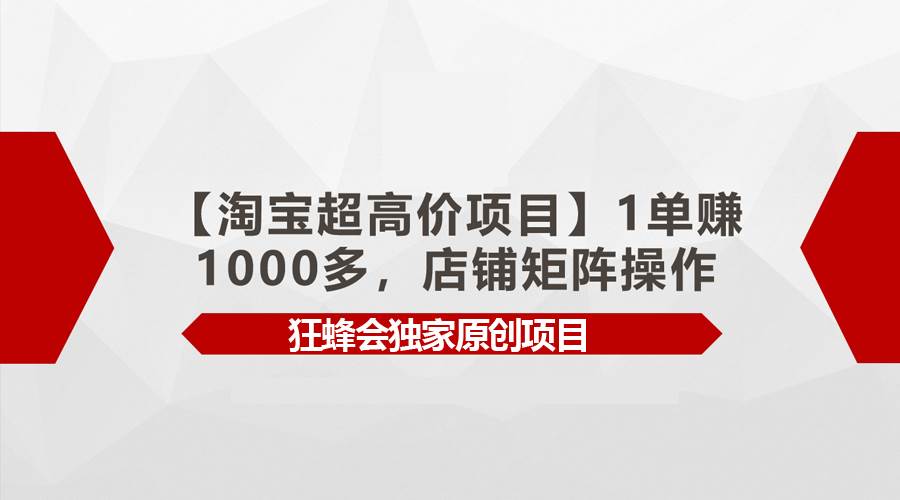 【淘宝超高价项目】1单赚1000多，店铺矩阵操作-网创社区