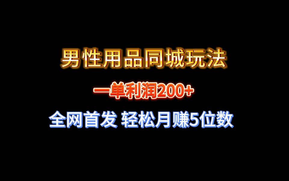 全网首发 一单利润200+ 男性用品同城玩法 轻松月赚5位数-网创社区