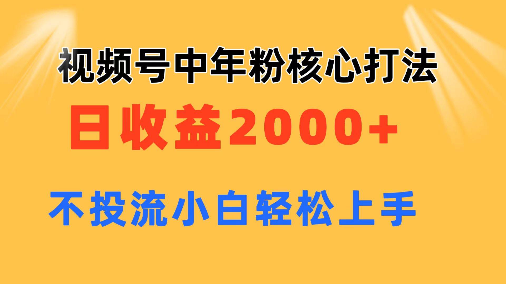 视频号中年粉核心玩法 日收益2000+ 不投流小白轻松上手-网创社区