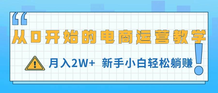 从0开始的电商运营教学，月入2W+，新手小白轻松躺赚-网创社区