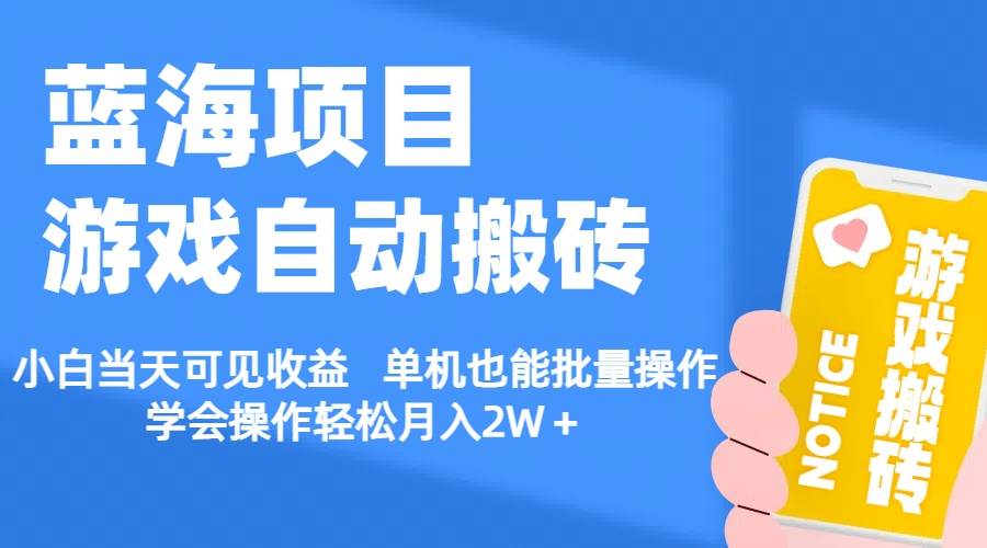 【蓝海项目】游戏自动搬砖 小白当天可见收益 单机也能批量操作 学会操…-网创社区