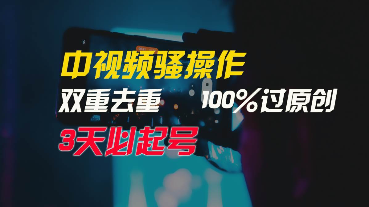 中视频骚操作，双重去重100%过原创，3天比必起号，简单无脑，月入3W+-网创社区