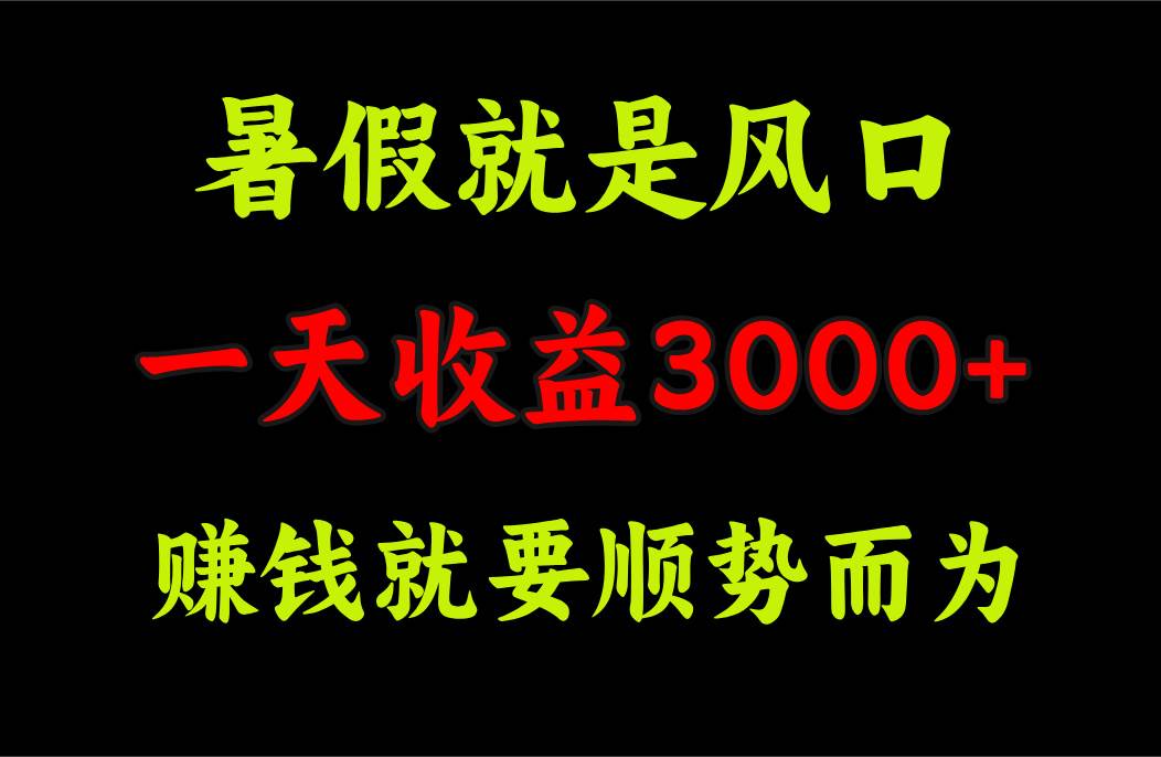 一天收益3000+ 赚钱就是顺势而为，暑假就是风口-网创社区