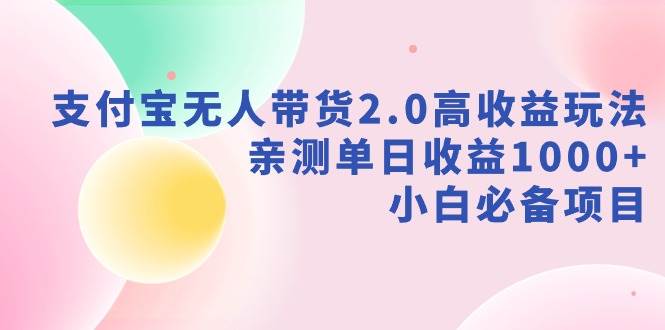 支付宝无人带货2.0高收益玩法，亲测单日收益1000+，小白必备项目-网创社区