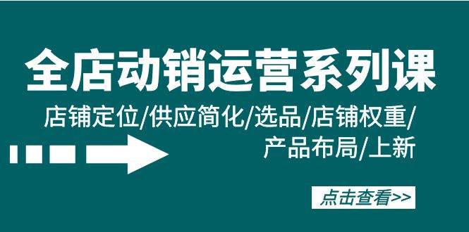 全店·动销运营系列课：店铺定位/供应简化/选品/店铺权重/产品布局/上新-网创社区