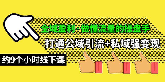 全域盈利·做懂流量的操盘手，打通公域引流+私域强变现，约9个小时线下课-网创社区