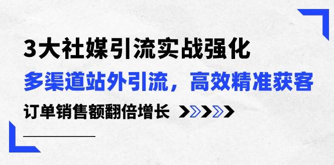 3大社媒引流实操强化，多渠道站外引流/高效精准获客/订单销售额翻倍增长-网创社区