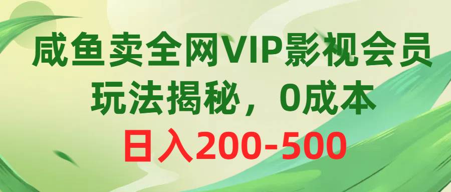 咸鱼卖全网VIP影视会员，玩法揭秘，0成本日入200-500-网创社区