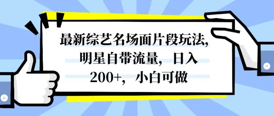 最新综艺名场面片段玩法，明星自带流量，日入200+，小白可做-网创社区