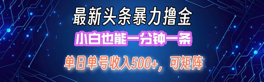 最新暴力头条掘金日入500+，矩阵操作日入2000+ ，小白也能轻松上手！-网创社区