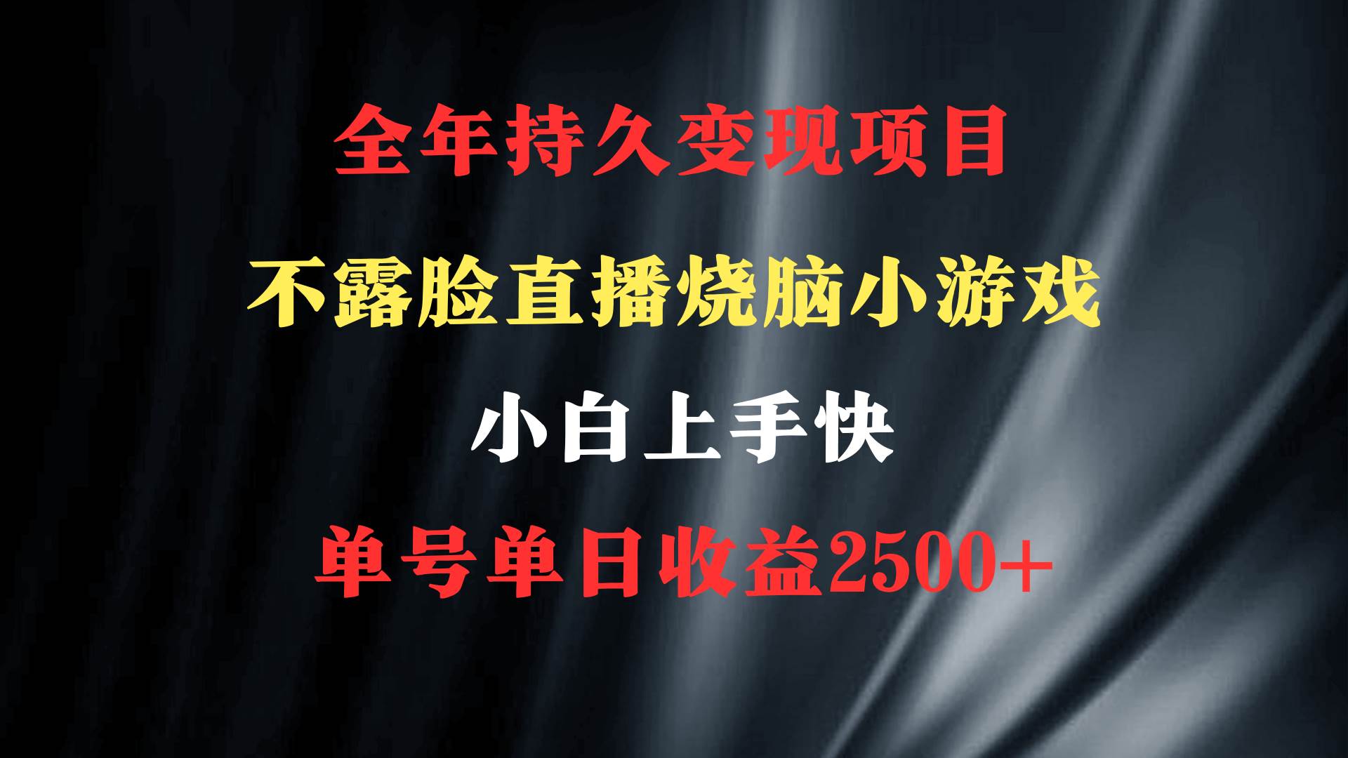 2024年 最优项目，烧脑小游戏不露脸直播  小白上手快 无门槛 一天收益2500+-网创社区