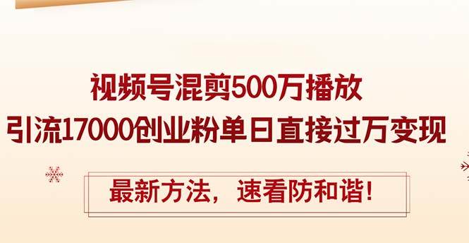 精华帖视频号混剪500万播放引流17000创业粉，单日直接过万变现，最新方…-网创社区