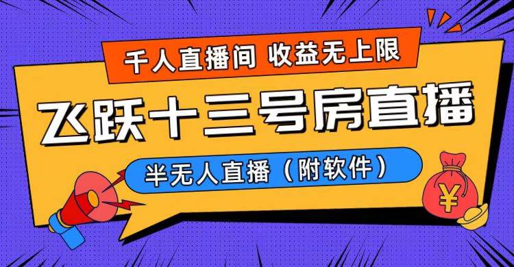 爆火飞跃十三号房半无人直播，一场直播上千人，日入过万！（附软件）-网创社区