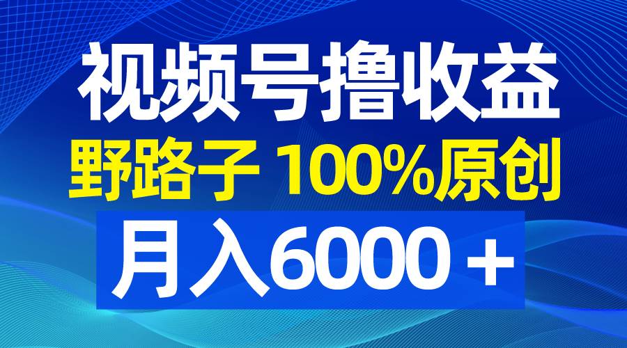 视频号野路子撸收益，100%原创，条条爆款，月入6000＋-网创社区