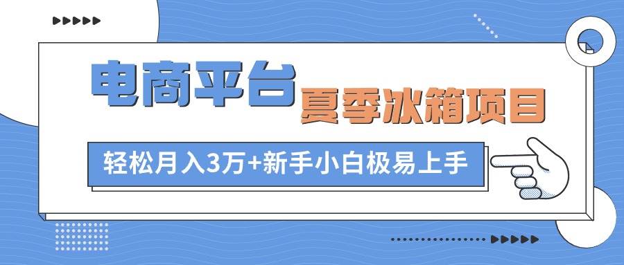 电商平台夏季冰箱项目，轻松月入3万+，新手小白极易上手-网创社区