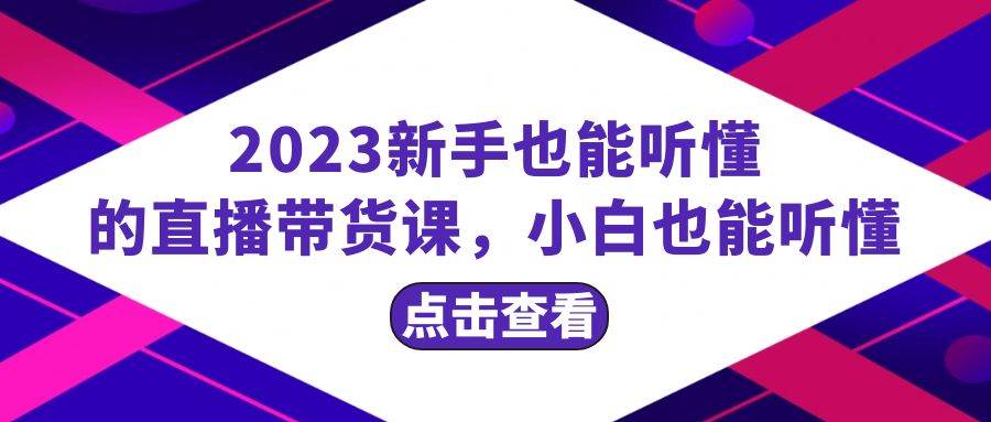 2023新手也能听懂的直播带货课，小白也能听懂，20节完整-网创社区