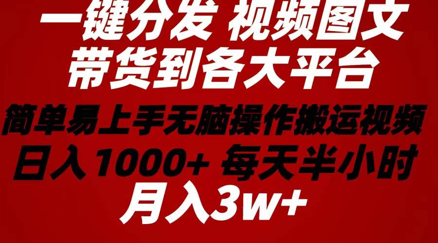 2024年 一键分发带货图文视频  简单易上手 无脑赚收益 每天半小时日入1…-网创社区