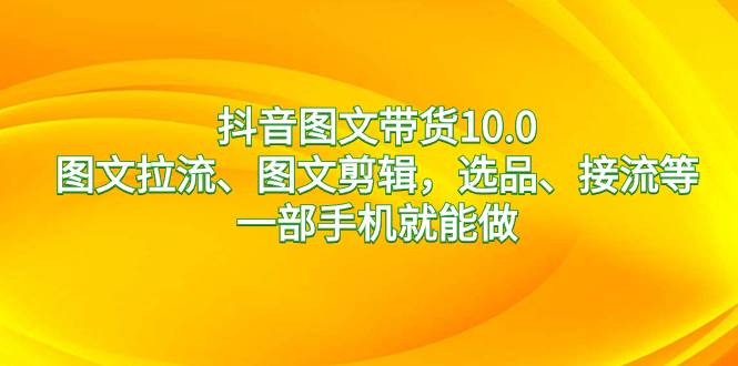 抖音图文带货10.0，图文拉流、图文剪辑，选品、接流等，一部手机就能做-网创社区