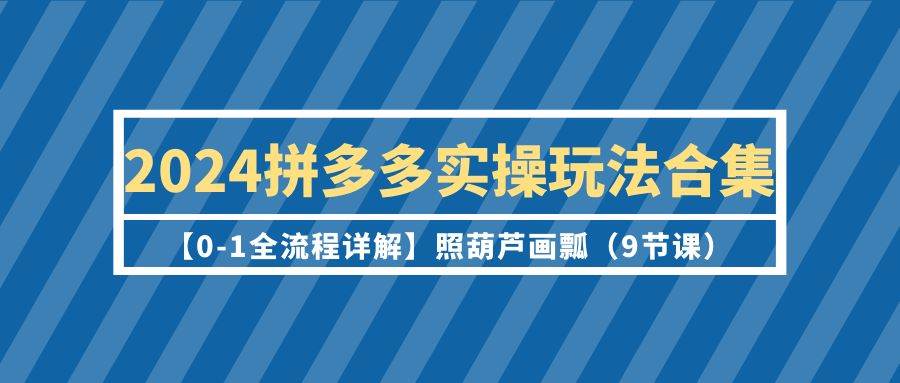 2024拼多多实操玩法合集【0-1全流程详解】照葫芦画瓢（9节课）-网创社区