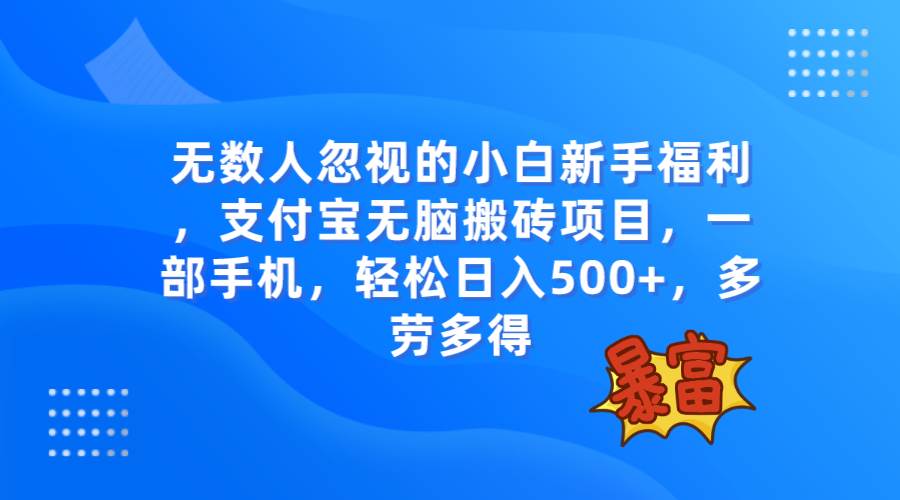 无数人忽视的项目，支付宝无脑搬砖项目，一部手机即可操作，轻松日入500+-网创社区