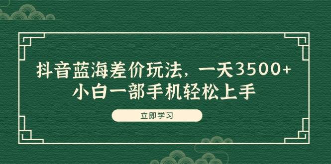 抖音蓝海差价玩法，一天3500+，小白一部手机轻松上手-网创社区