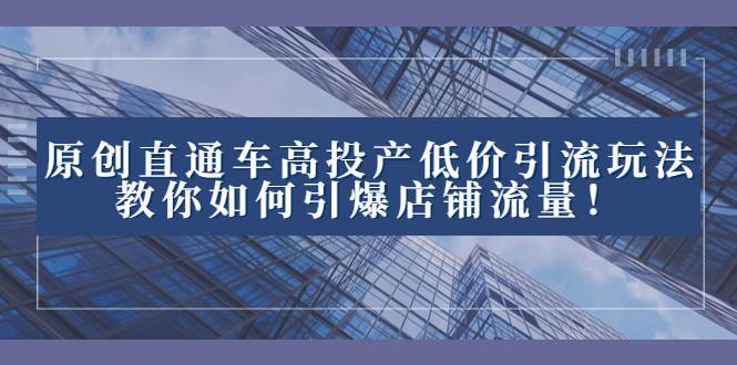 2023直通车高投产低价引流玩法，教你如何引爆店铺流量！-网创社区