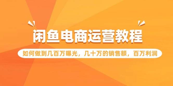 闲鱼电商运营教程：如何做到几百万曝光，几十万的销售额，百万利润-网创社区