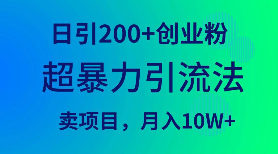 超暴力引流法，日引200+创业粉，卖项目月入10W+-网创社区