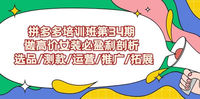 拼多多培训班第34期：做高价女装必盈利剖析  选品/测款/运营/推广/拓展-网创社区