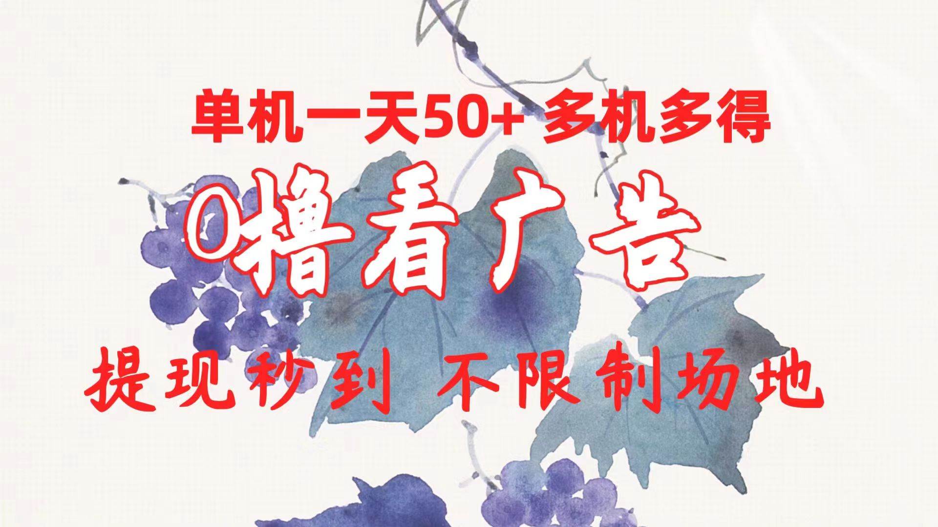 0撸看广告 单机一天50+多机多得 提现秒到 不限制场地操作-网创社区